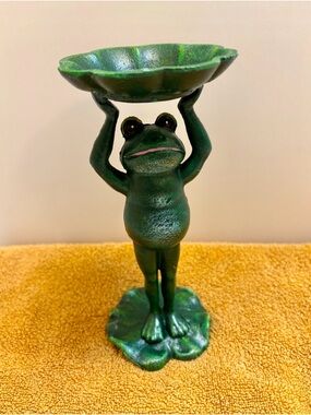 Green Frog Cast Iron Trinket Dish Decor - Home Accents